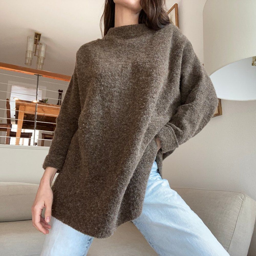 Free People Winding Ivy Pullover Oversized Brown Chunky Sweater XS/S - Picture 6 of 10